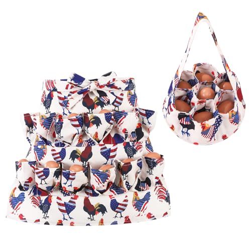 Egg Collecting Apron and Basket with 12 Pouches for Chickens