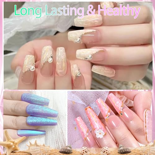 NAILGIL Pearl Gel Nail Polish Set - Mermaid Pearl Effect, Soak Off LED, 6 Colors - Peal Set