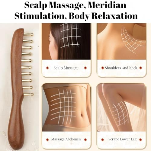 Kintegood Copper & Sandalwood Wide Tooth Scalp Massage Comb - Hair & Relaxation Tool