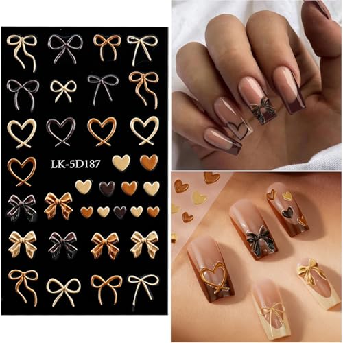 Bow Flower 3D Nail Stickers with Pearls & Rhinestones for Nail Art