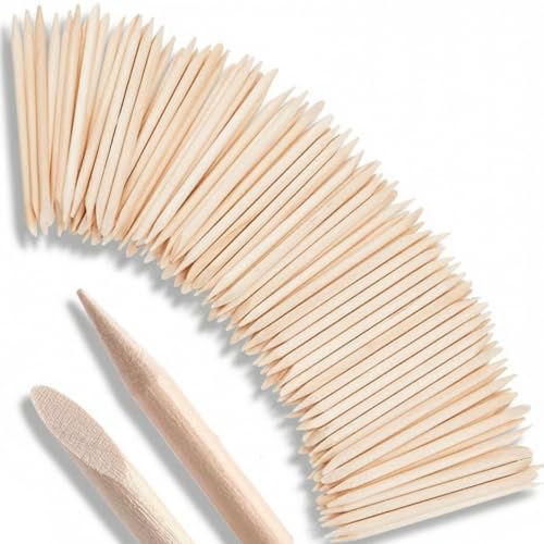 200pcs Wood Cuticle Pusher Sticks - Double Sided Nail Tool