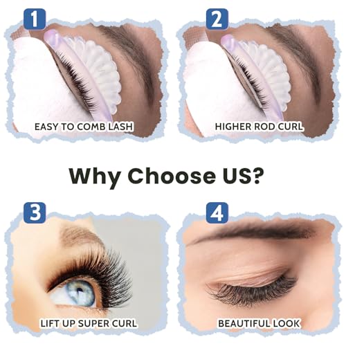 Ptwola Lash Lift Pads - 10 Silicone Rods in 5 Sizes for Eyelash Curling