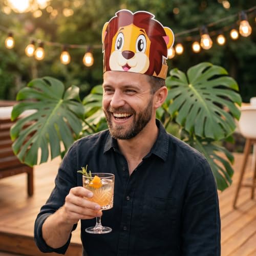 12 Jungle Safari Birthday Paper Crowns for Kids Party