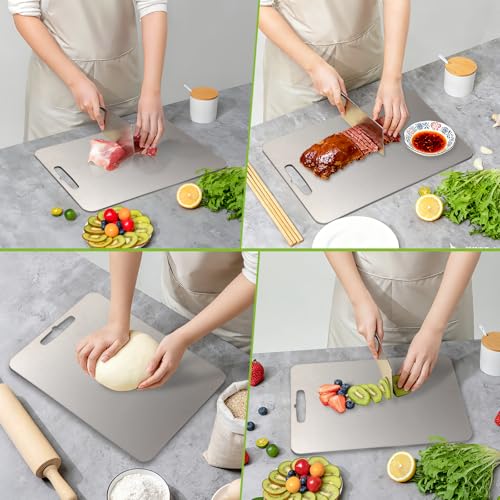 304 Stainless Steel Cutting Board - Double-Sided, 13.5x9in, Dishwasher Safe