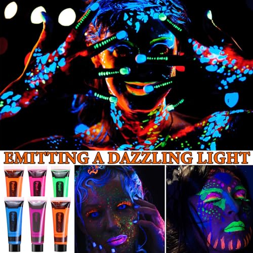 BKPPLZP Multicolor Glow in the Dark Face & Body Paint Set Neon Makeup for Parties