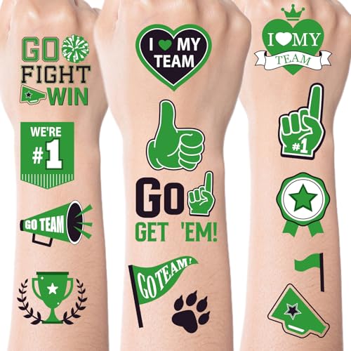 Glitter Green Team Spirit Temporary Tattoo Stickers - 180 Pcs