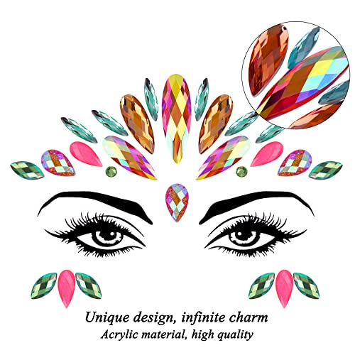 Chic SIQUK Face Jewels - 20 Sets Rhinestone Stickers for Rave