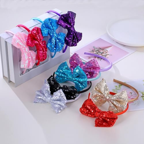 Sparkly Sequin Bow Headband for Girls and Women - Comfortable Glitter Hair Accessory