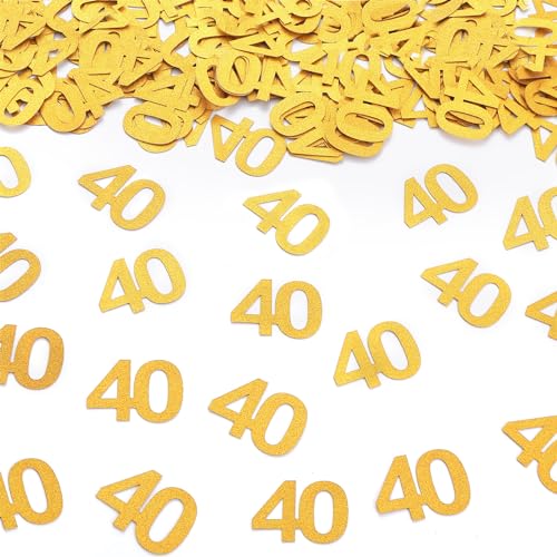 Gold Glitter 40th Birthday Confetti - 100pcs Table Decor