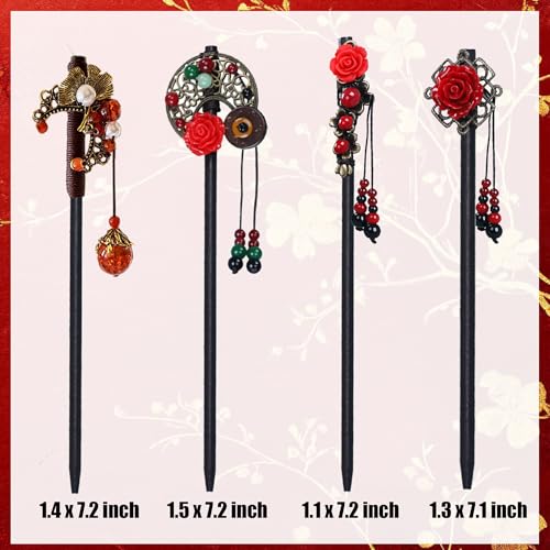 Retro Flower Hairpins - Japanese Floral Hair Sticks for Women
