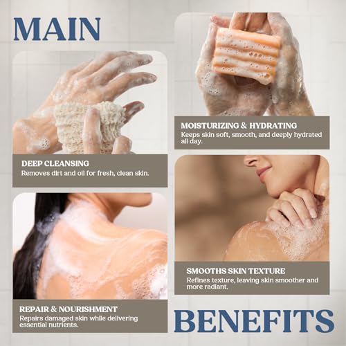 Handmade Tea Tree Soap Bar 4-Pack with Foaming Net for Face & Body