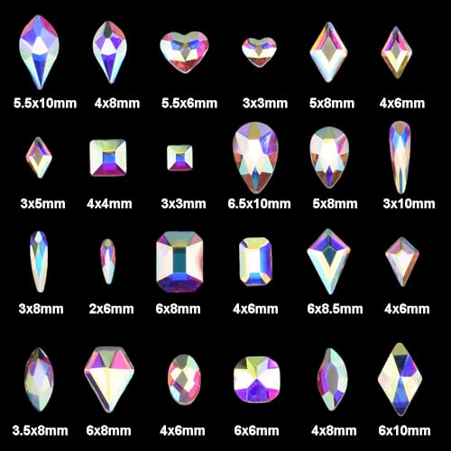 Tisslan BST200117E 240 Mixed Glass AB Rhinestones 12 Shapes for Nail Art