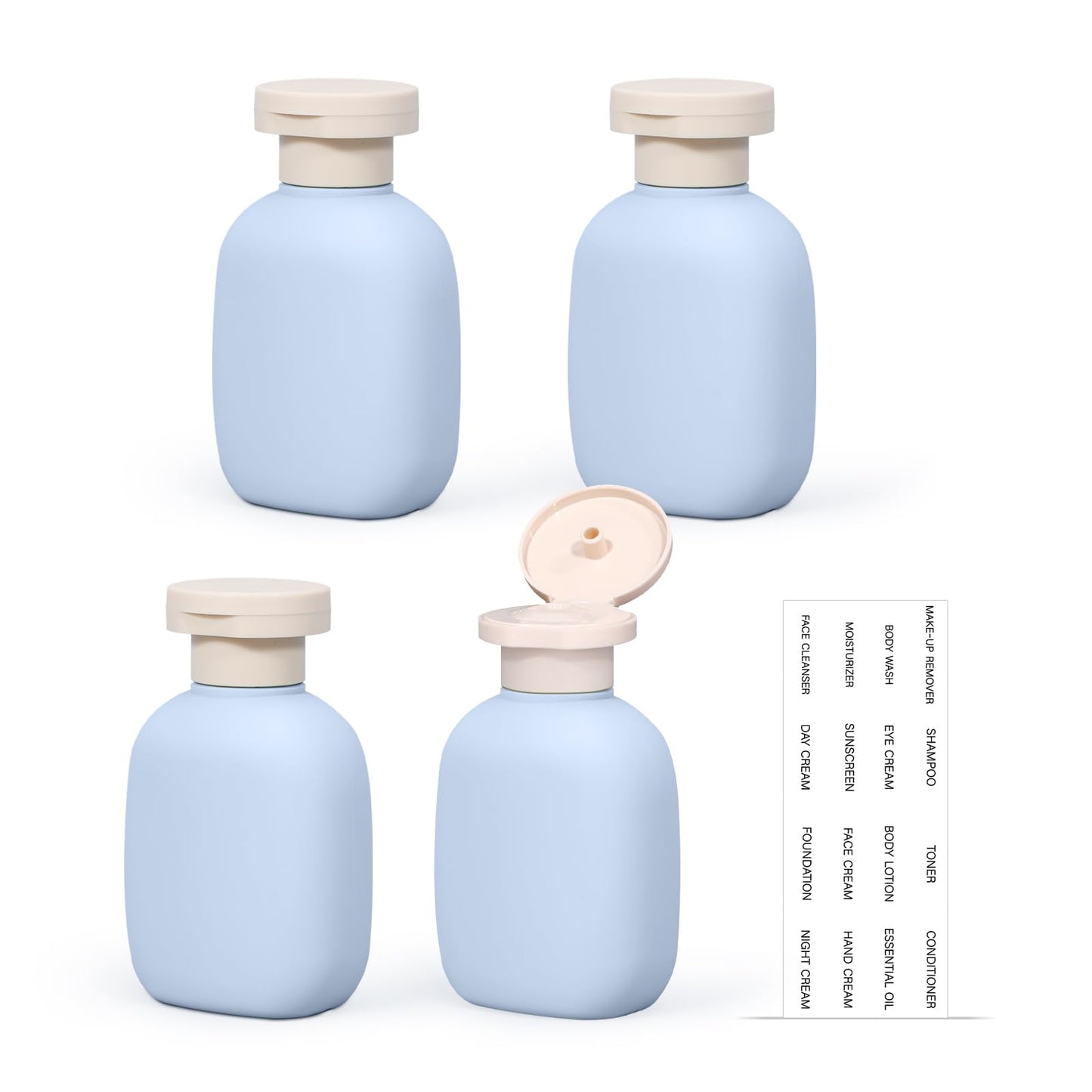 UMETASS 3.4 oz Travel Bottles, Empty Plastic Squeeze Containers With Flip Cap for Toiletries, Leakage-proof Essentials Conditioner (4 Pack, Blue)