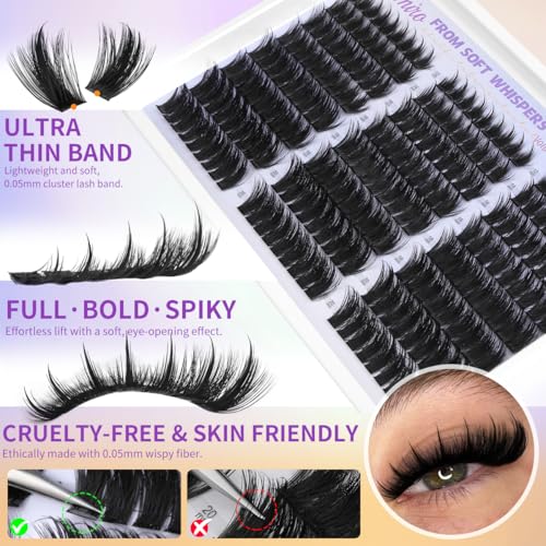Kiromiro A-SP02-Kit: Wispy & Spiky Lash Clusters (12-20mm, 216pcs)