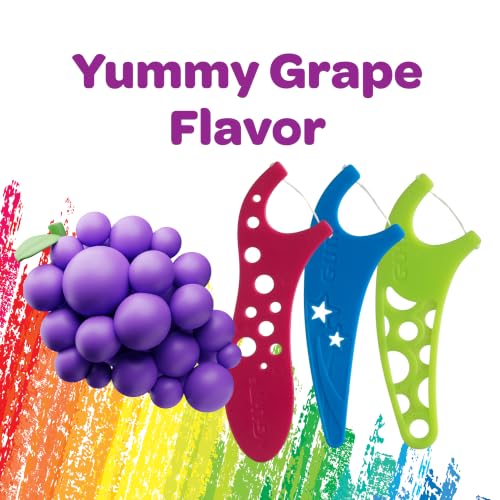 GUM Crayola Kids Floss Picks with Fluoride, Grape Flavor - 75 Count (Pack of 6)
