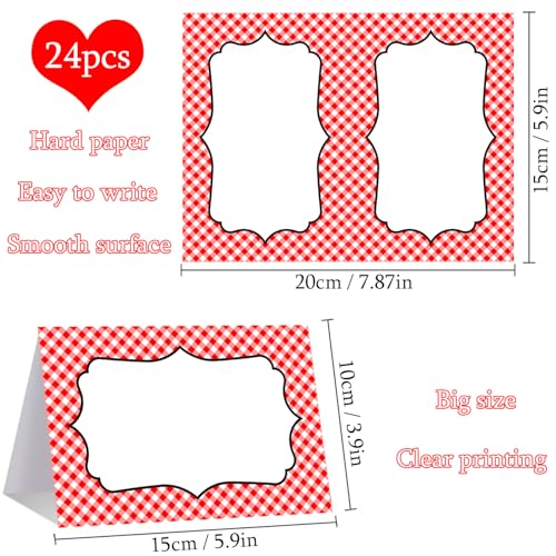 24 Pack Red Gingham Place Cards for Italian Themed Parties