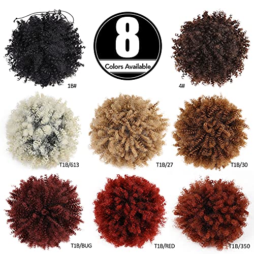 YIBANG 2Pcs Afro Puff Drawstring Ponytail - Short Kinky Curly Hairpiece (1B)