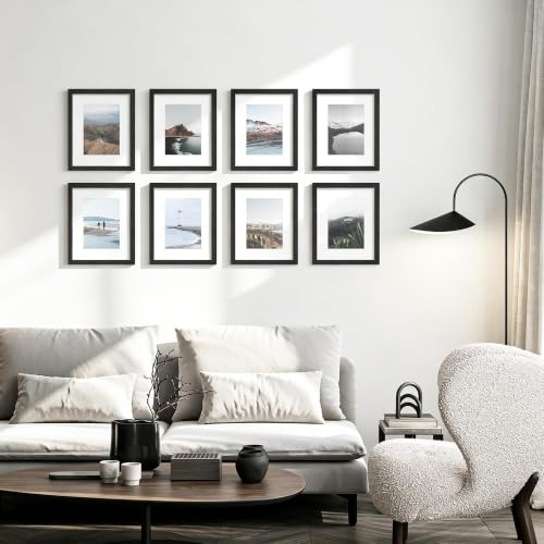 8x10 Solid Wood Frame Set of 2 - Black Gallery Frames for Photos