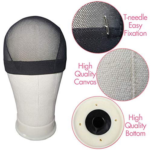 Leeven 21-Inch Canvas Wig Head Mannequin with Stand and Styling Kit