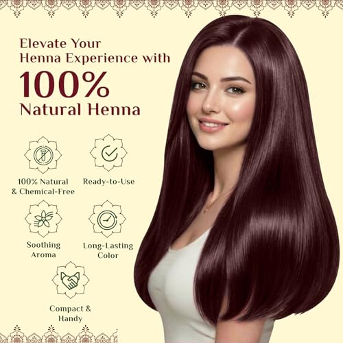 Neeta Ready-to-Use Herbal Henna Paste for Hair - Reddish Brown, Pack of 12