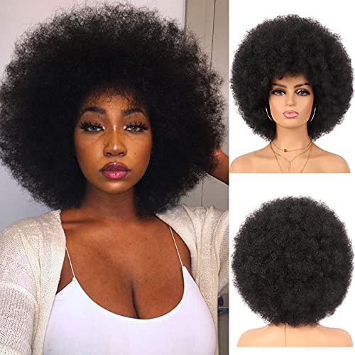 G&T Wig 70's Afro Curly Wig for Black Women - Glueless 1B Black