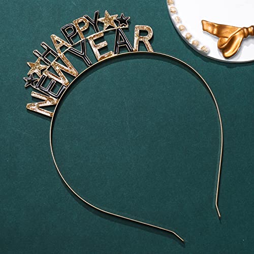 Happy New Year Crystal Reindeer Headband for Women & Girls - Holiday Party Gift