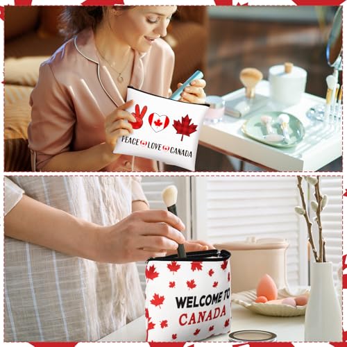 Canada Cosmetic Bag Set - 9 Pcs Souvenir Makeup Pouches for Girls Women Travel