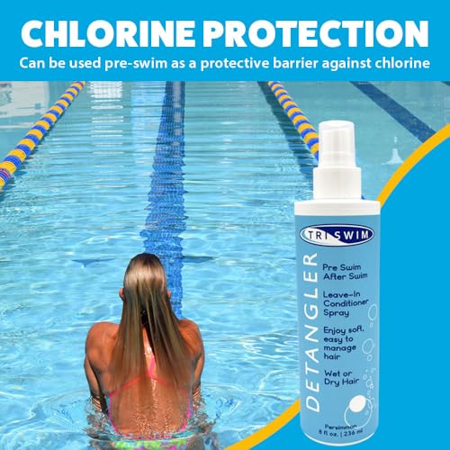 TRISWIM Detangler Leave-In Conditioner Spray 8oz | Pre & Post Swim Hair Care | Helps Prevent Tangles, Dryness & Breakage | Soft, Easy-to-Manage Hair | Gentle Sweet Persimmon Scent
