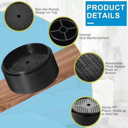 Adjustable Bed Risers 1-4 Inch Heavy Duty Furniture Lifter - 6 Pack
