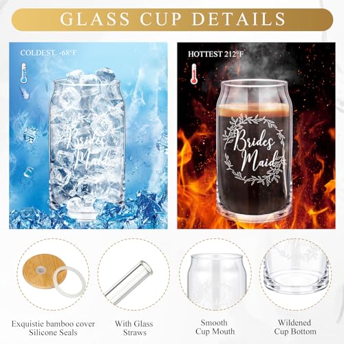 Umigy Bridesmaid Gift Box Set Black/White with Glass Cup Makeup Bag & Accessories