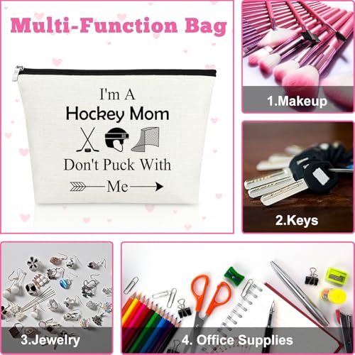 I'm a Hockey Mom Don't Puck with Me Makeup Bag Set - 2 PCS