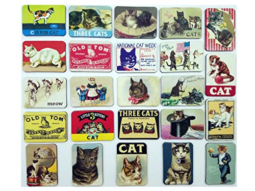 Set of 24 Vintage Cat Refrigerator Magnets for Kitchen & Office