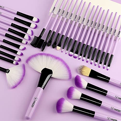 VANDER Purple 32-Piece Makeup Brush Set - Professional Cosmetic Brushes