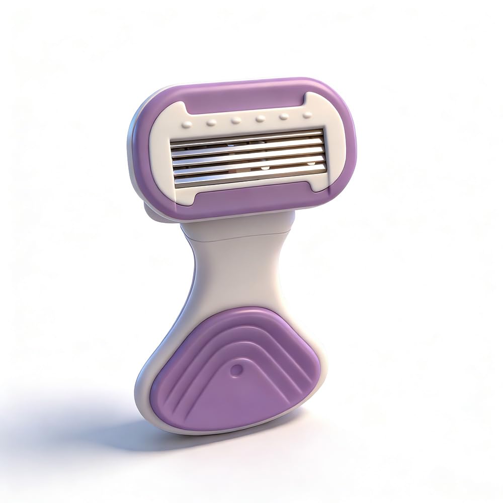 Whityle Purple Mini Girls' Razor with 2x 5-Blade Refills, Resin Silicone Anti-Slip Wide and Short Handle, Easy to Carry