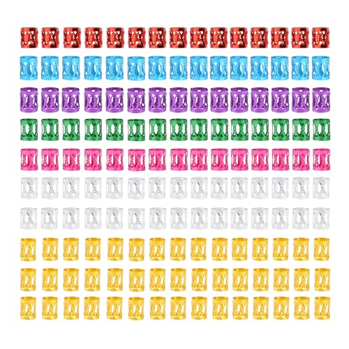 150 Pcs Aluminum Hair Jewelry for Braids & Dreadlocks - Multi Color Rings & Clips