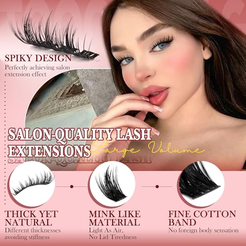Manga Eyelash Clusters - 192pcs D-Curl Thick Extensions 12-18mm