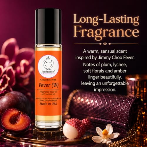 ZEKA PARFUMERIE Travel Size Fragrance Body Oil for Women – Fever Inspired Roll-On 1/3 oz