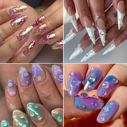 Clear Bubble Beads for Nail Art - 12 Grids with 6 Sizes