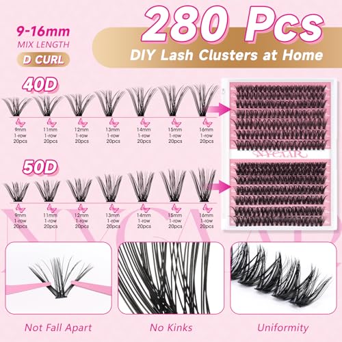 NYCAAR DIY Eyelash Extension Kit 280Pcs - Natural to Dramatic Lash Clusters