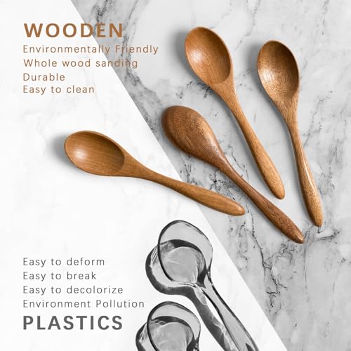 Mini Wooden Spoons Set - 4-Piece Acacia Honey Spoons, 5.8 Inch