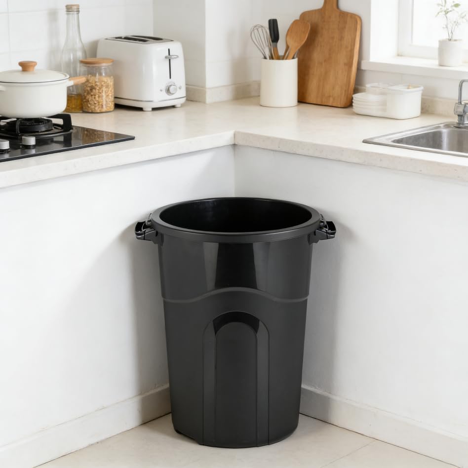 32 Gallon Trash Can - Durable Indoor/Outdoor Waste Bin with Lid | Black