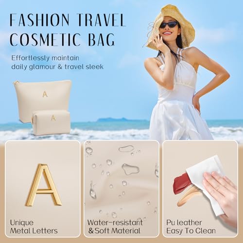 Gifts for Women Girls Personalized Initial Travel Makeup Bag