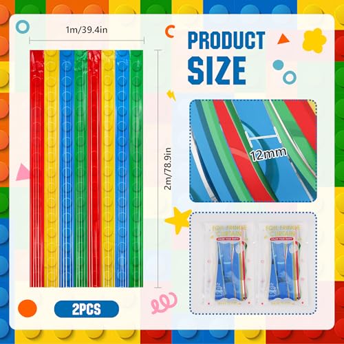 Building Block Foil Fringe Backdrop - 2 Pack 3.3x6.6 Ft Party Decor