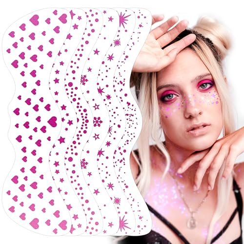Glitter Freckles Temporary Face Tattoos - 6 Sheets of Pink Sparkle Patches