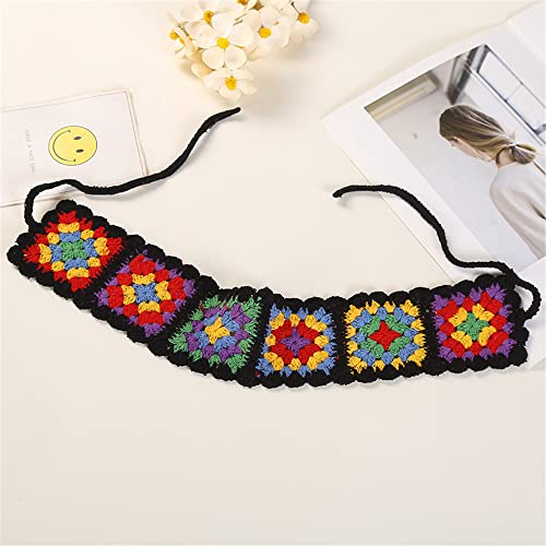 QTMY 3-Pack Crochet Headbands for Women Girls - Boho Floral Hair Wraps, Elastic & Comfortable