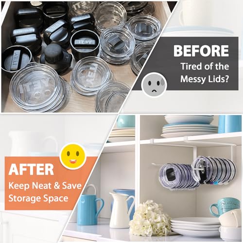 2 Pack Tumbler Lid Organizer - Holds Up to 20 Lids, Space-Saving Design