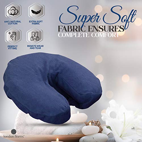 London Linens Pack of 4 Blue Fitted Cotton Flannel Massage Table Covers - Extra Thick & Soft