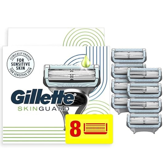 Gillette SkinGuard Razor Blade Refills for Men, 2 Blade Cartridge, SkinGuard for Sensitive Skin, Lubrication, Fits SkinGuard Razor Handles, 8 Count