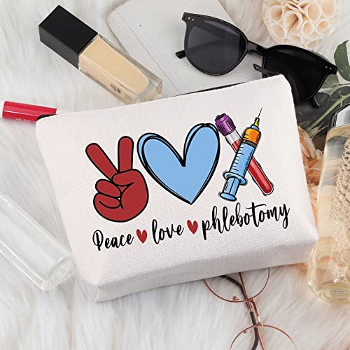 Peace Love Phlebotomy Makeup Bag - Gift for Phlebotomists & Nurses