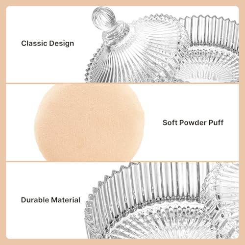 Extra Classic Body Powder Puff Set with Glass Container - 3 Pcs